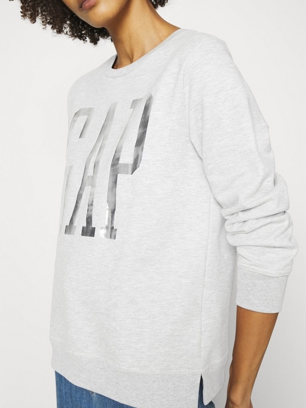 GAP Silver Logo Light Gray Crewneck Sweatshirt